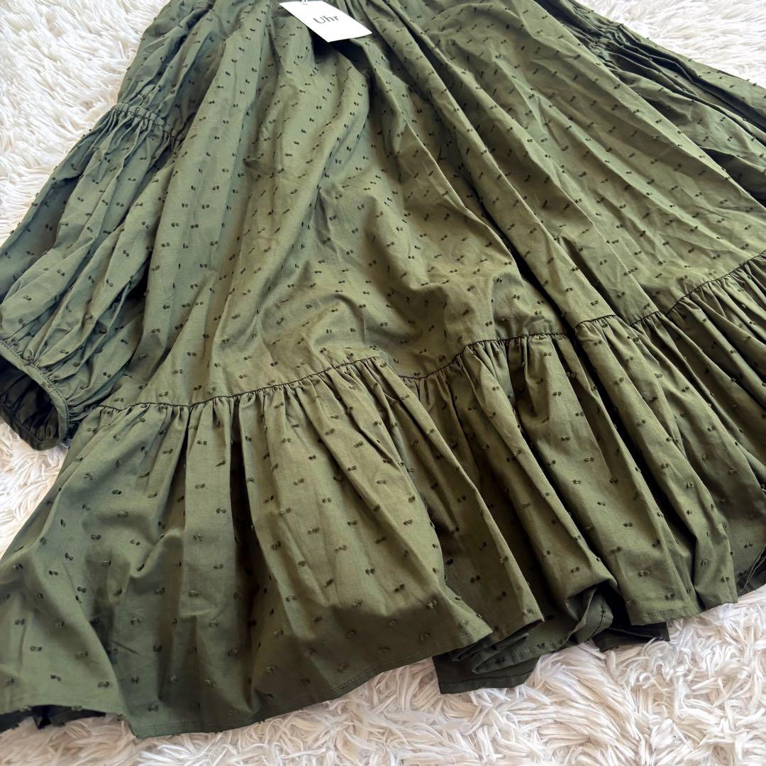 未使用タグ付 Uhr ドットボリュームチュニック オリーブ