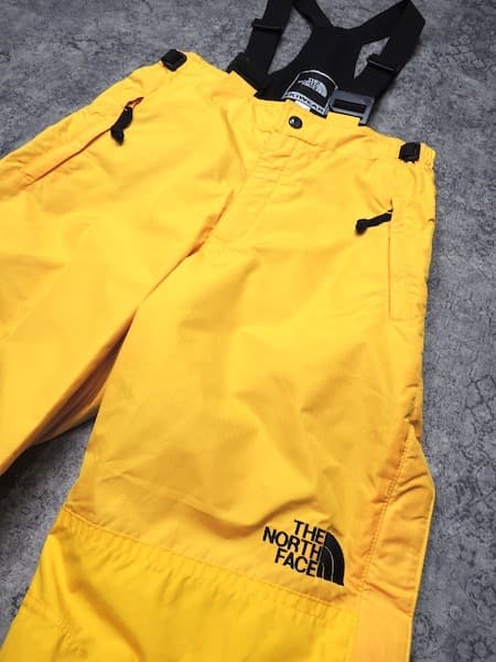 ノースフェイス サスペンダー付きスノーパンツ◆スキー/スノボー/メンズM/黄色