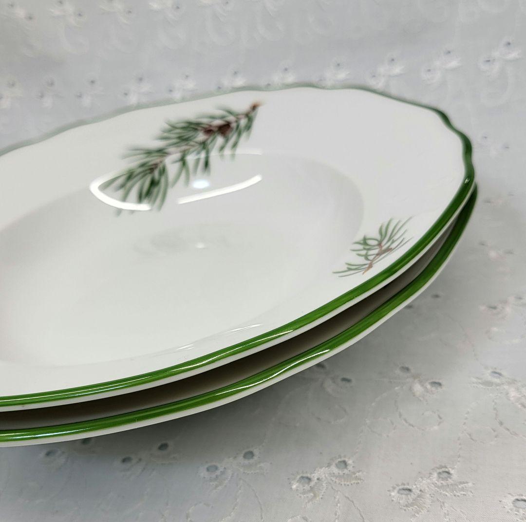 レア✨アウガルテン モミの枝 深皿 プレート 2枚 皿✨松の葉✨未使用に近い