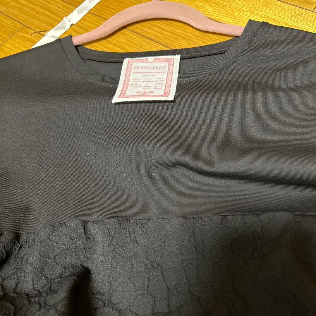 ビアズリー黒のレース切り替えロングワンピース