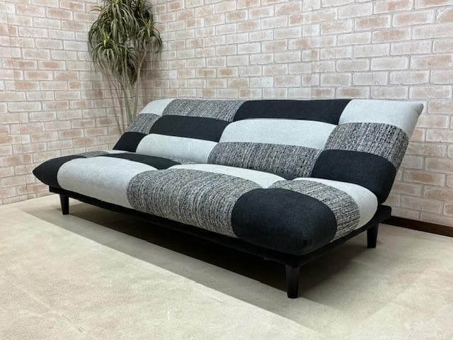 ソファーベッド　パッチワーク柄　MIX　BK　ソファ　新品