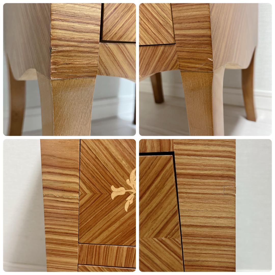 希少 高級 イタリア製 象嵌 チェスト 3段 サイドチェスト 真鍮装飾 天然木