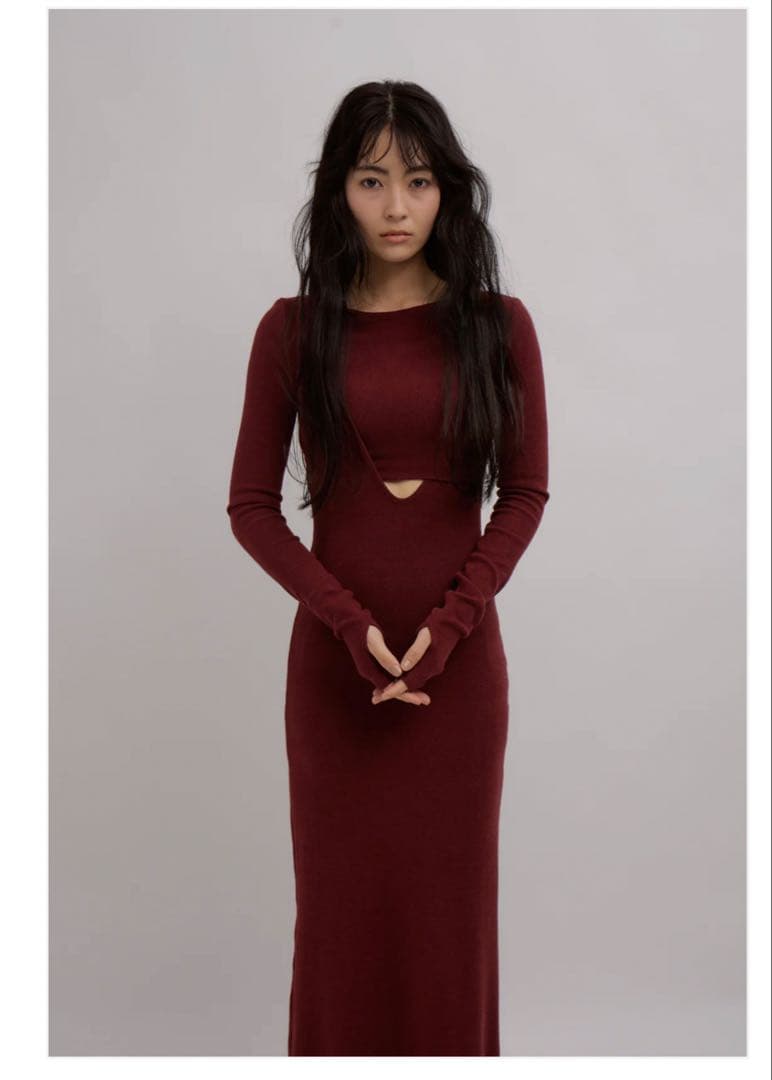 ワンピース vallan Layered Nuance Cutout Dress