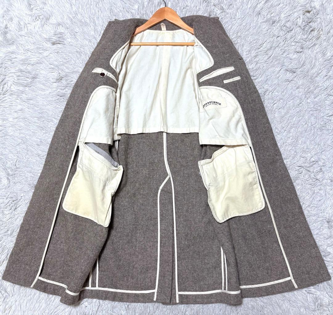 ARTS&SCIENCE ウールチェスターコート ベージュブラウン レザー使用