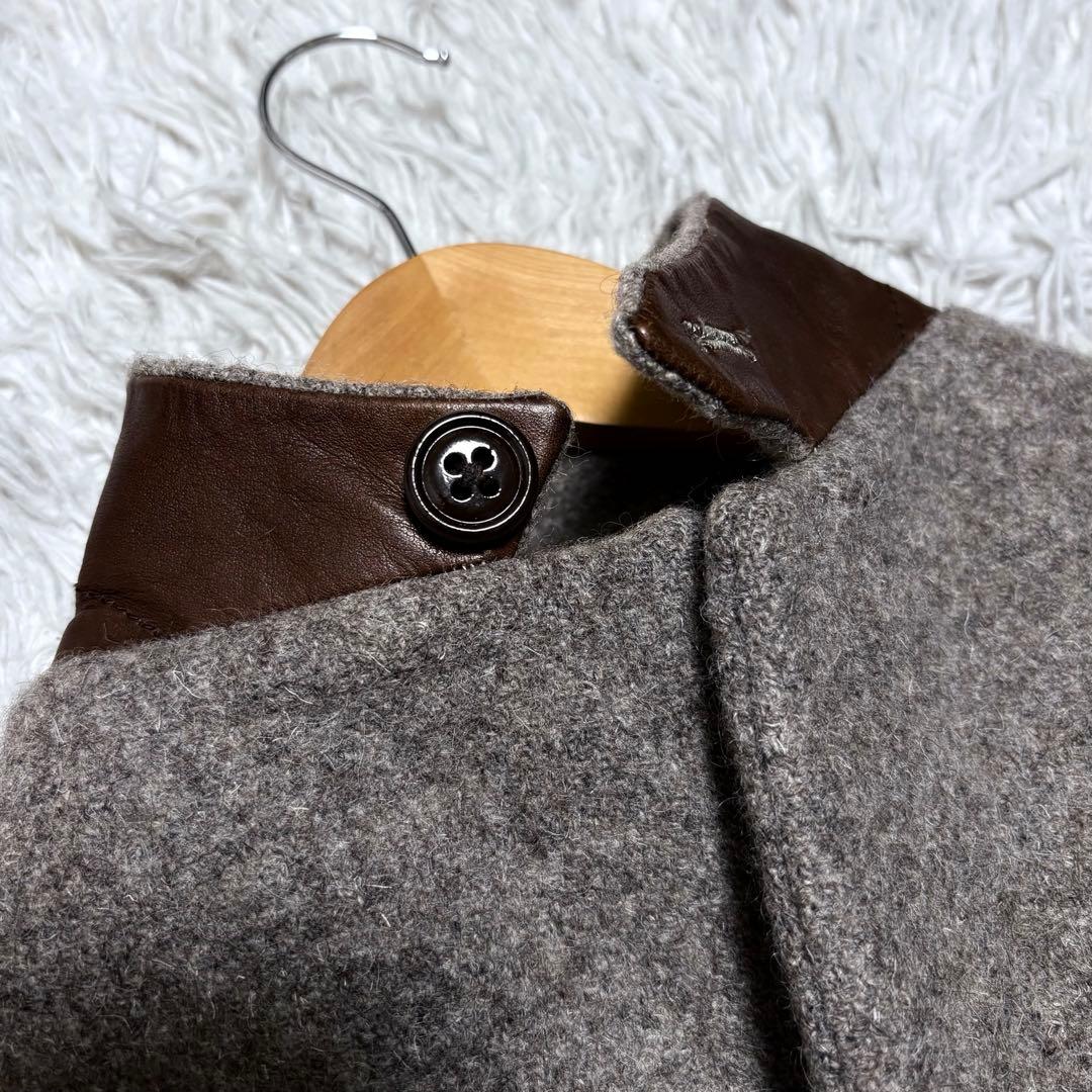 ARTS&SCIENCE ウールチェスターコート ベージュブラウン レザー使用