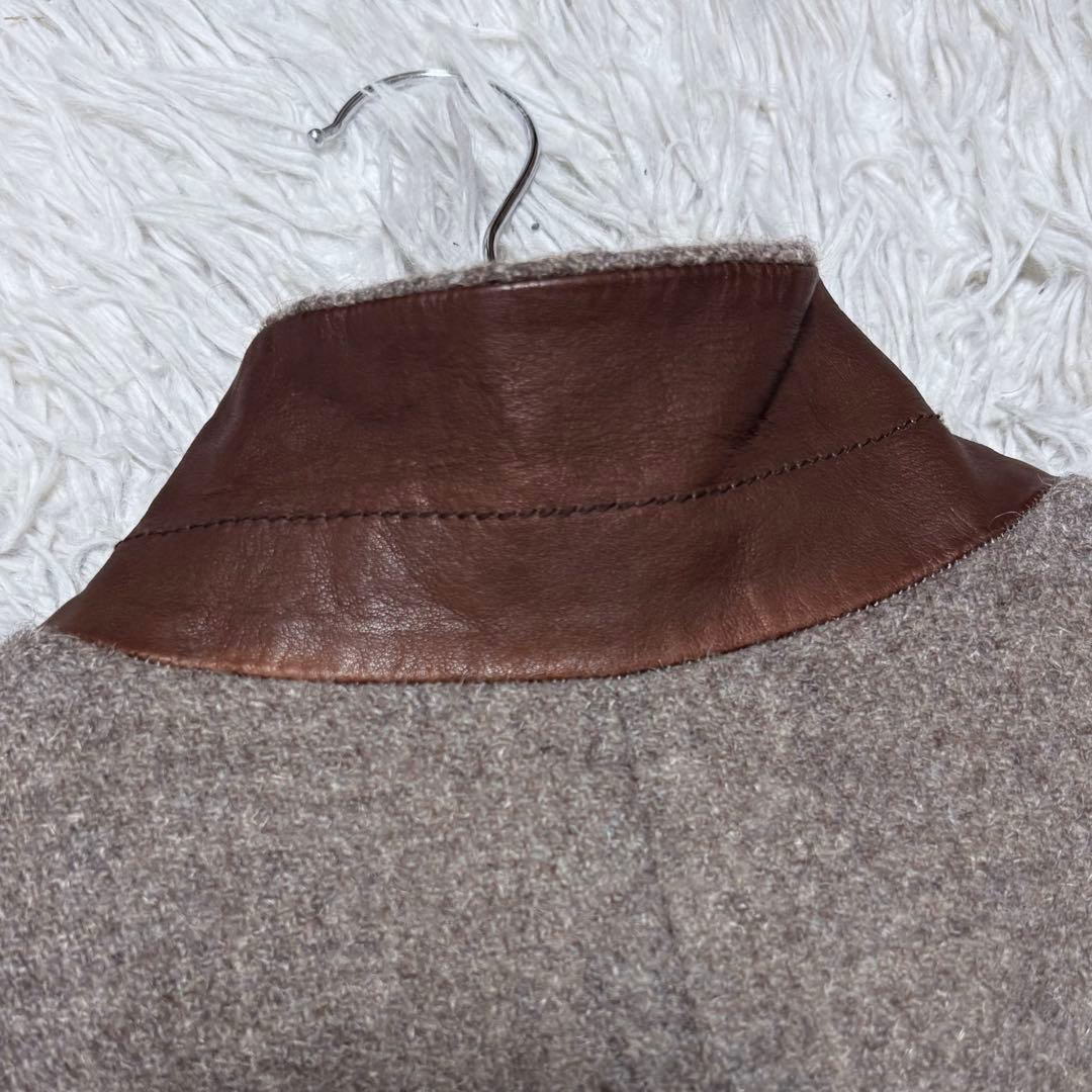 ARTS&SCIENCE ウールチェスターコート ベージュブラウン レザー使用