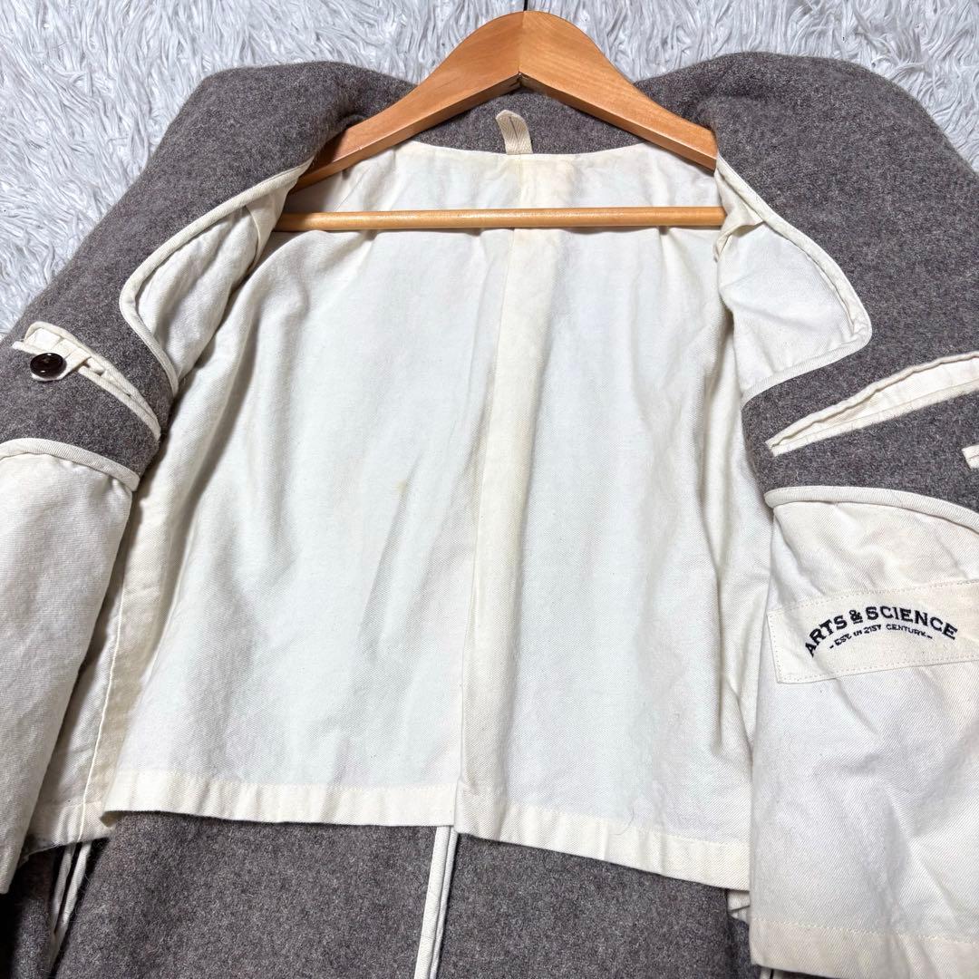 ARTS&SCIENCE ウールチェスターコート ベージュブラウン レザー使用