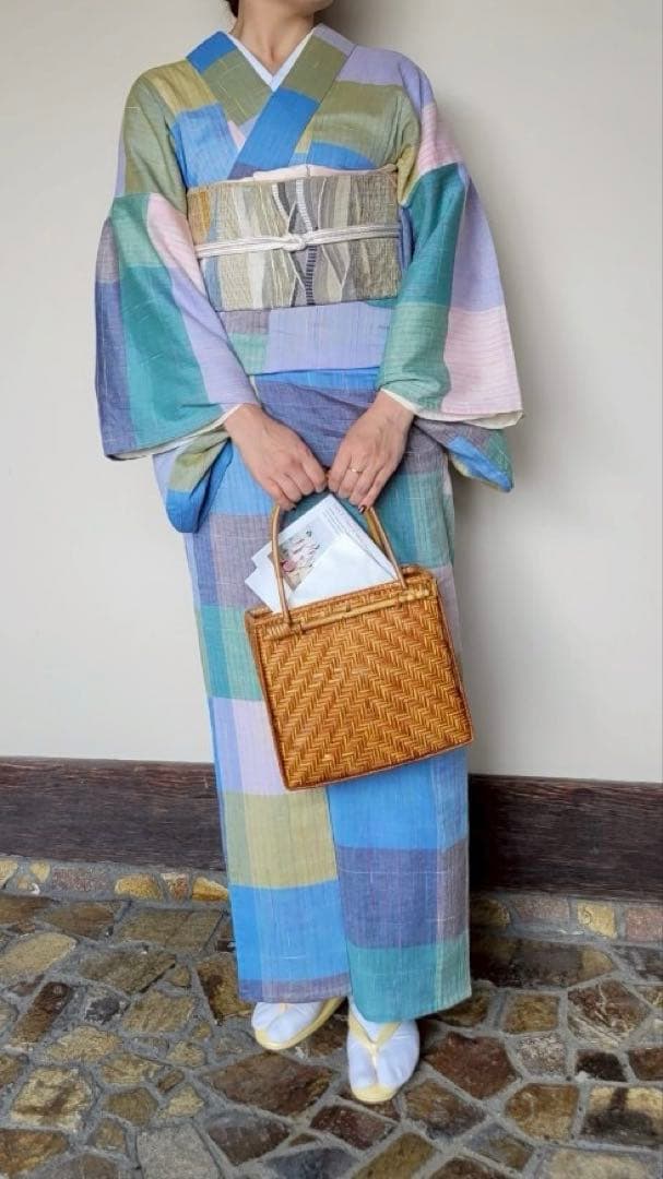 多色ストライプ モダン着物