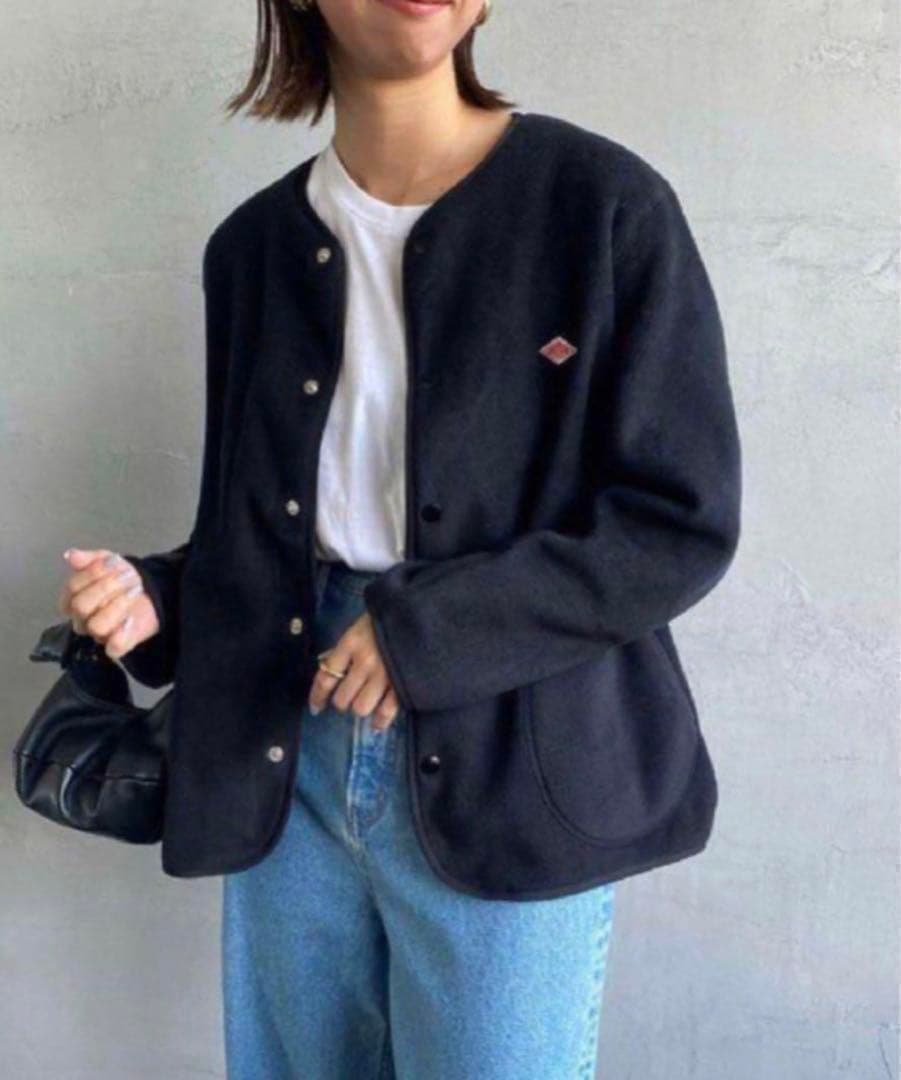 DANTONダントン ノーカラー フリース ジャケット　ブラック38