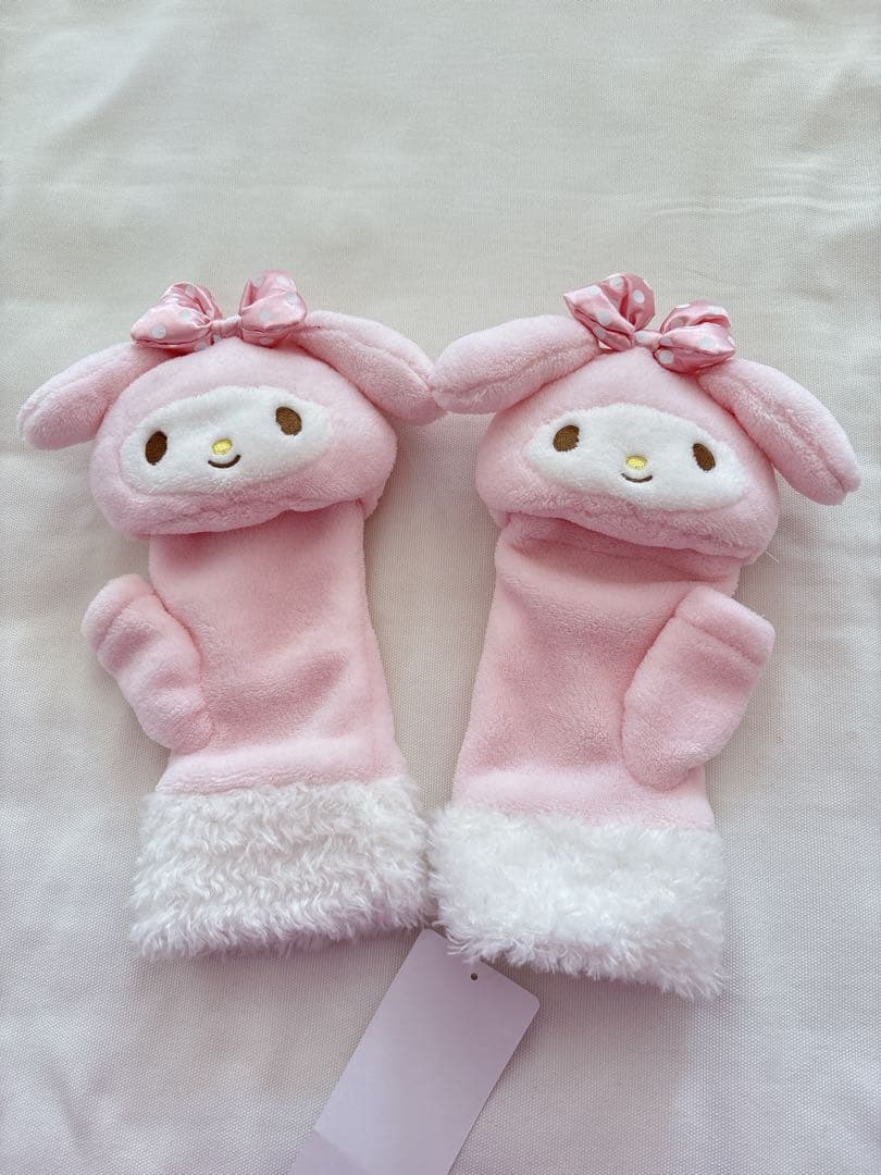 マイメロディ マイメロ 大人 2way 手袋 フェイス リボン