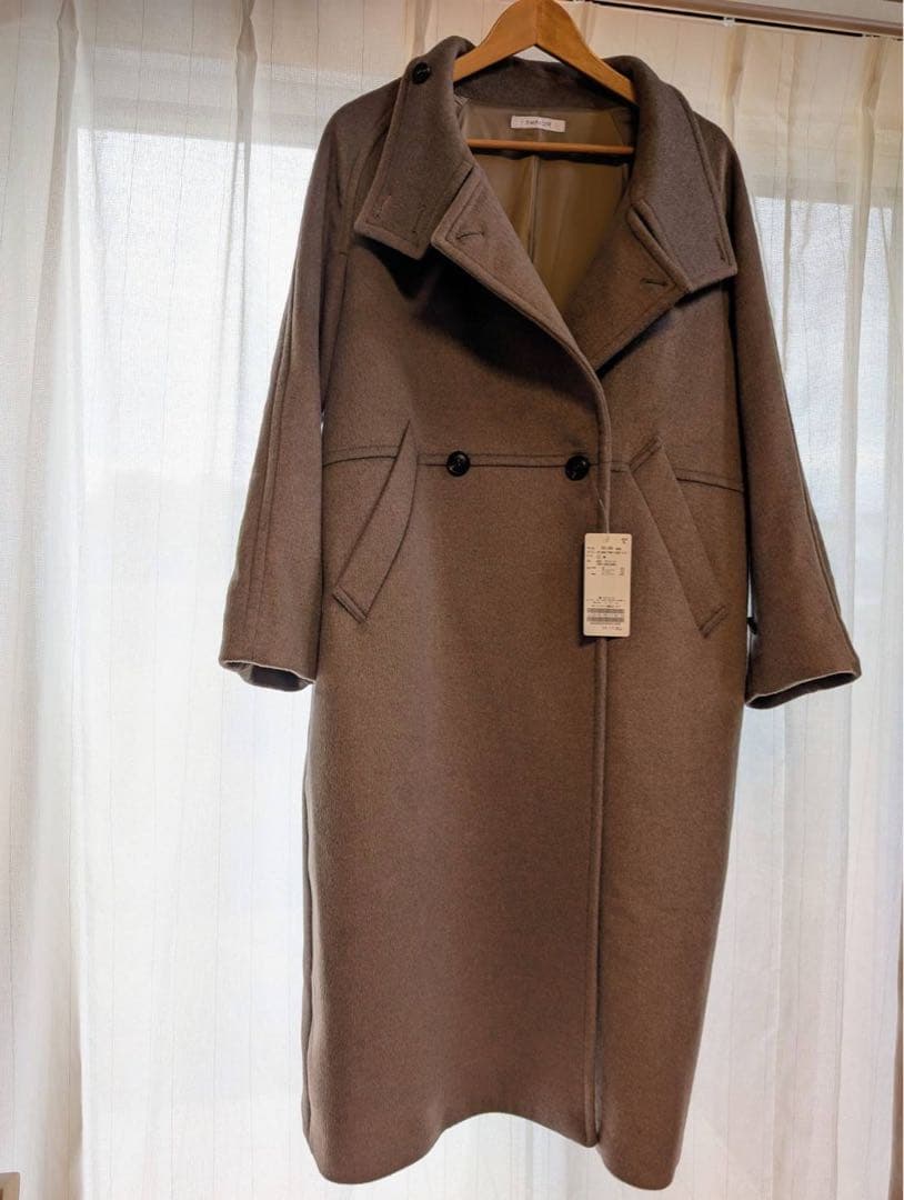 未使用タグ付　Simplicite Wビーバーコクーンスタンドカラーロングコート