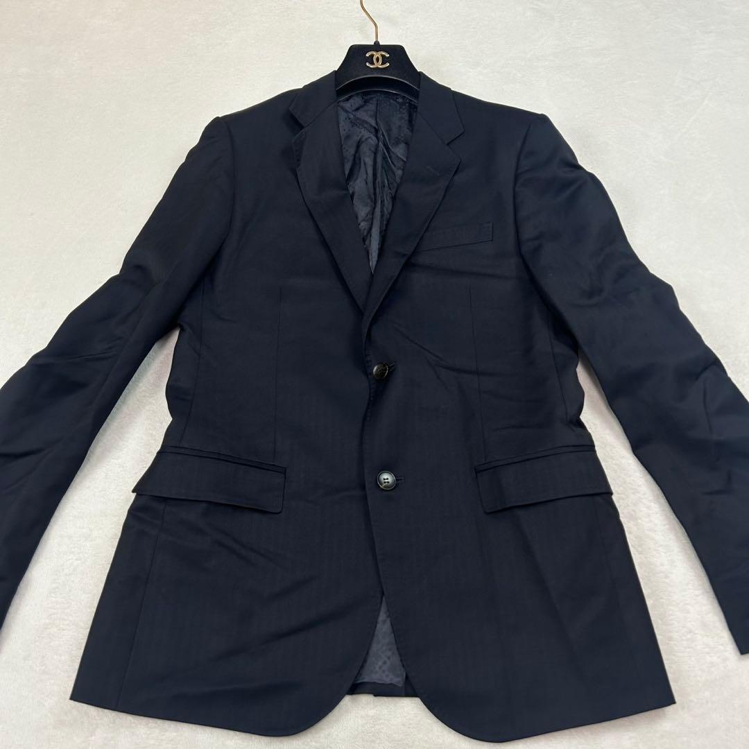 J603 L グッチ イタリア製 モヘア混 スーツ上下 ネイビー メンズ