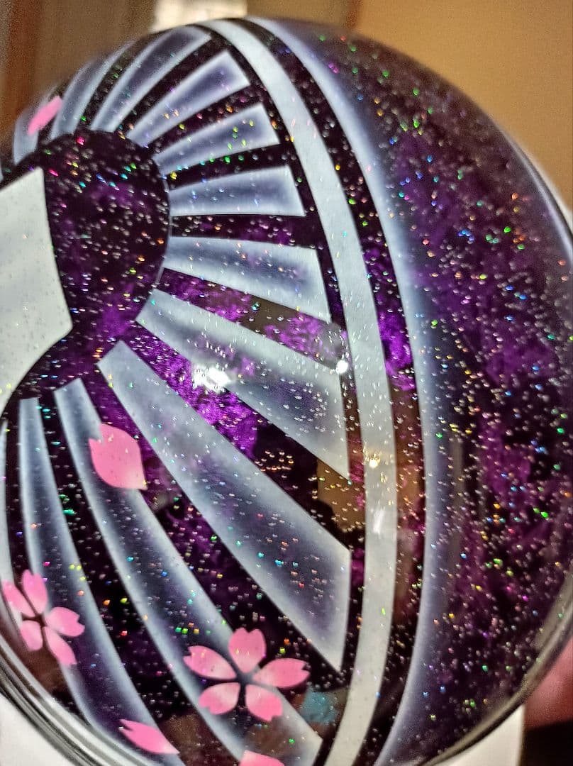 カスタムコルク半　Candyパープル＆ピンクラップ✘白富士日章　七色ラメ