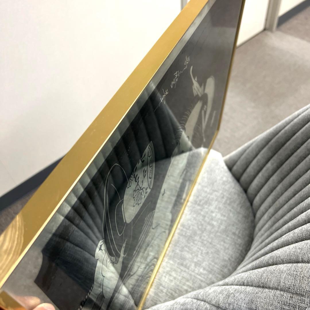 喜多川歌麿 パブミラー 浮世絵 女性と茶碗 金属製フレーム 鏡 壁掛け