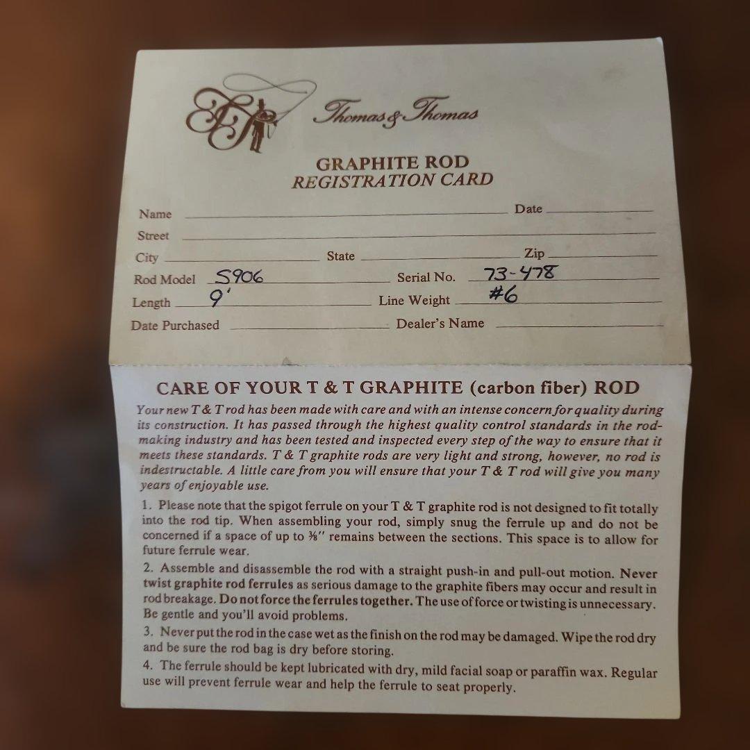 未使用Old Thomas &Thomas フライロッド 保証書有り