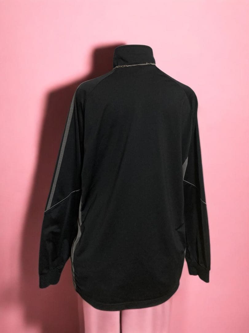 レアデザインadidasビック刺繍ロゴトラック3本線y2kフェアリーグランジ古着