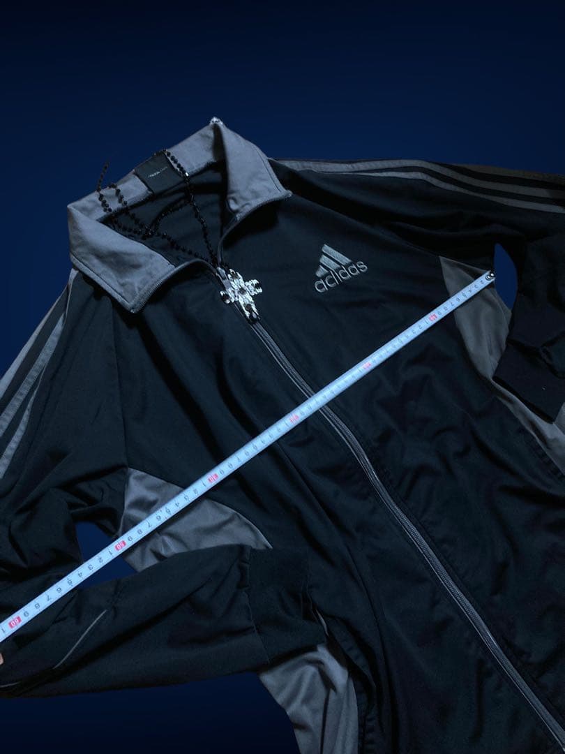 レアデザインadidasビック刺繍ロゴトラック3本線y2kフェアリーグランジ古着