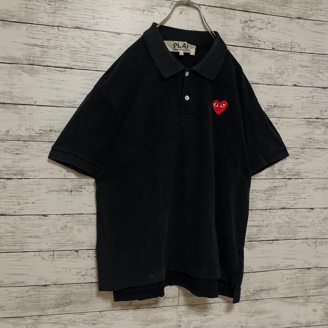 785【人気Lサイズ】プレイコムデギャルソン♤刺繍ロゴ　半袖ポロシャツ　入手困難