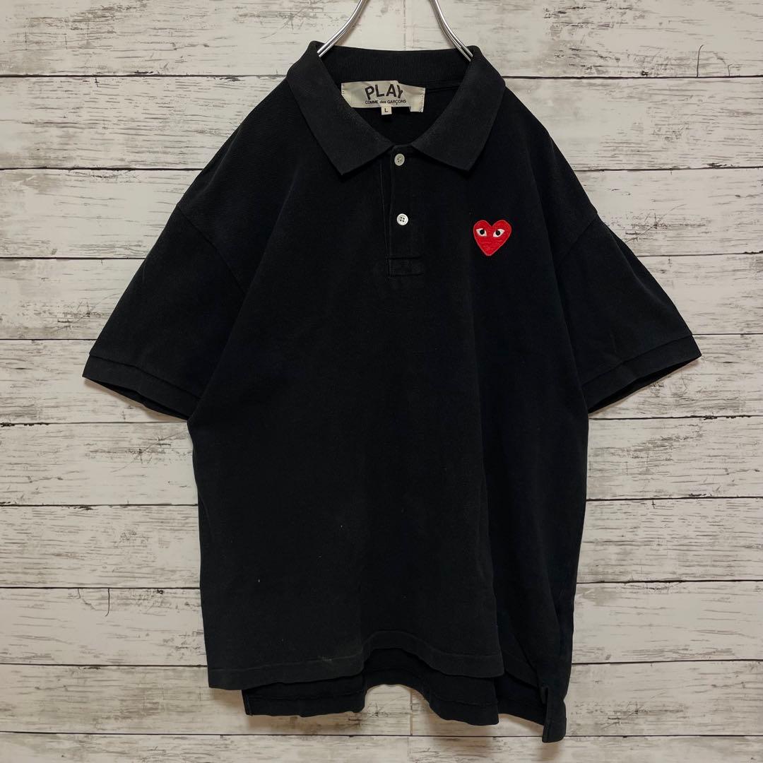 785【人気Lサイズ】プレイコムデギャルソン♤刺繍ロゴ　半袖ポロシャツ　入手困難
