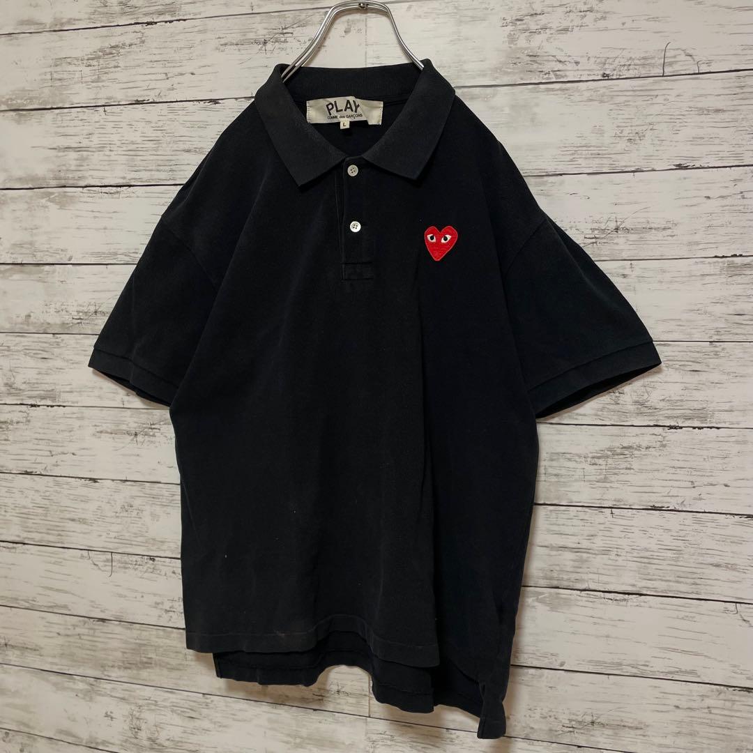 785【人気Lサイズ】プレイコムデギャルソン♤刺繍ロゴ　半袖ポロシャツ　入手困難