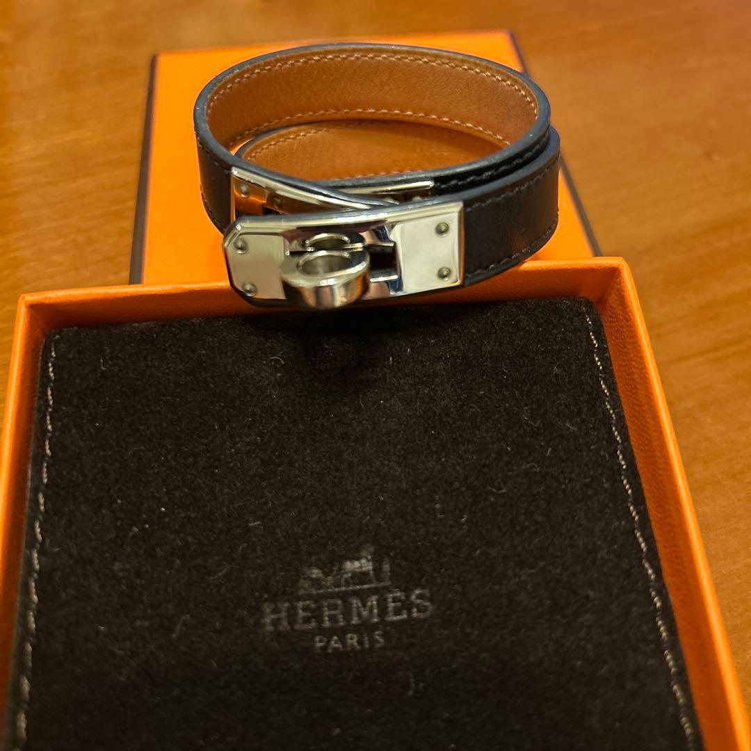 HERMES レザーブレスレット ケリー ドゥブルトゥール 黒