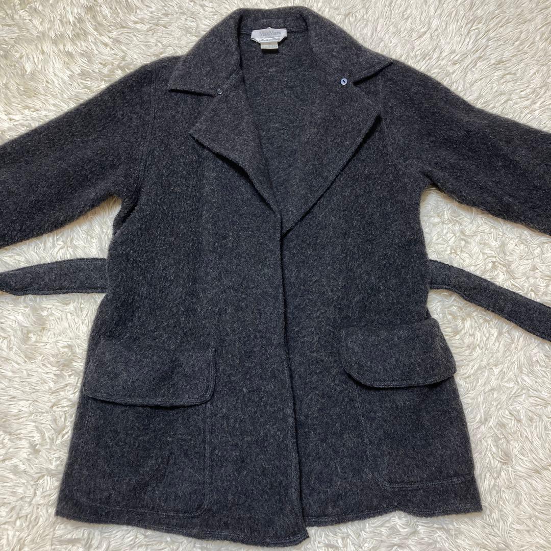 最高級白タグ✨マックスマーラ アルパカ ベルテッドラップコート 38 グレー