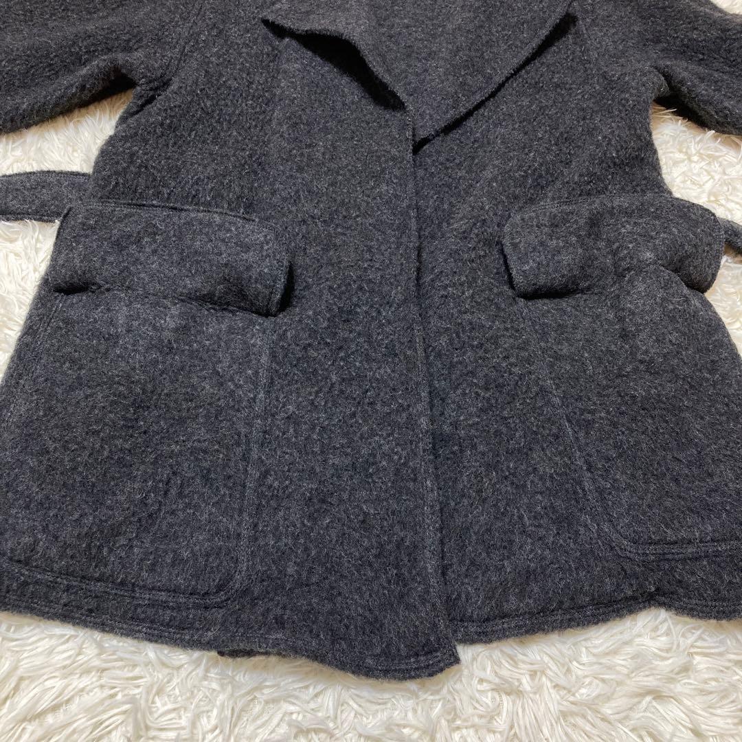 最高級白タグ✨マックスマーラ アルパカ ベルテッドラップコート 38 グレー
