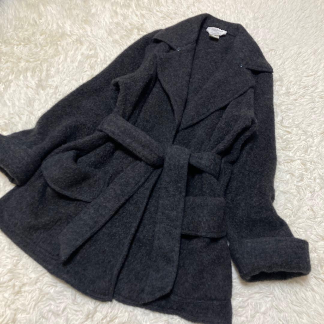 最高級白タグ✨マックスマーラ アルパカ ベルテッドラップコート 38 グレー