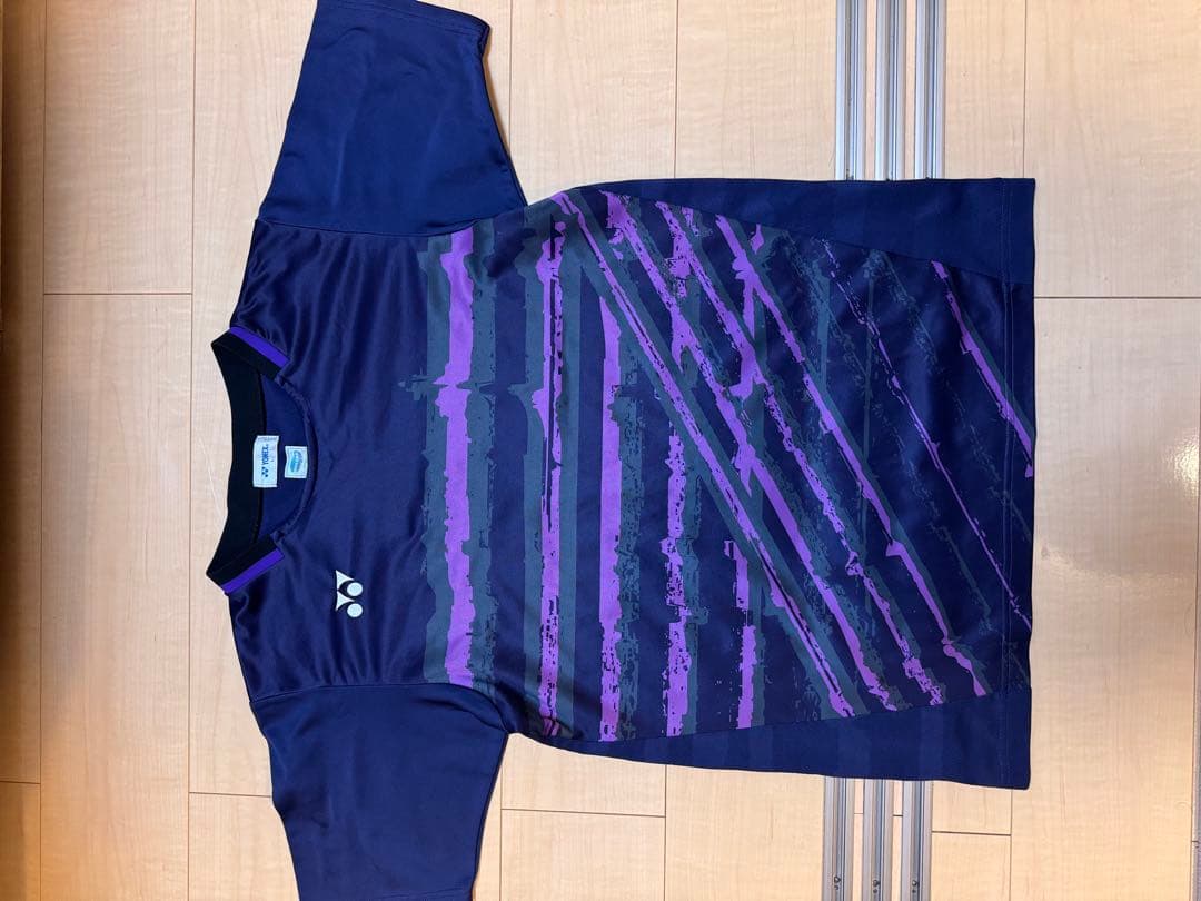 バドミントン　YONEX ストライプ柄 Tシャツ ネイビー/パープル