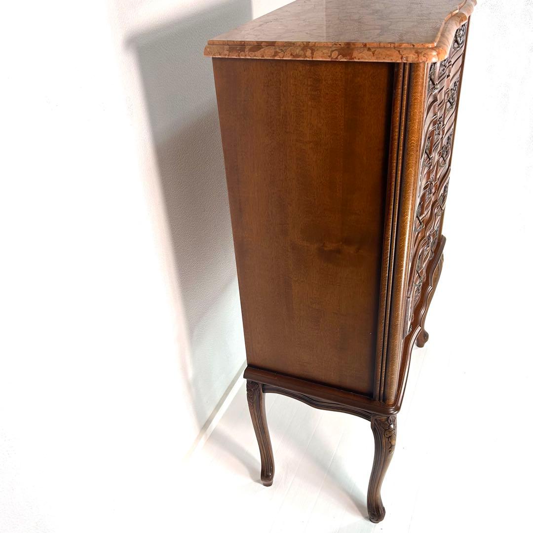 【希少】クラウディオ 猫脚 5段チェスト アンティーク イタリア製 大理石 天板