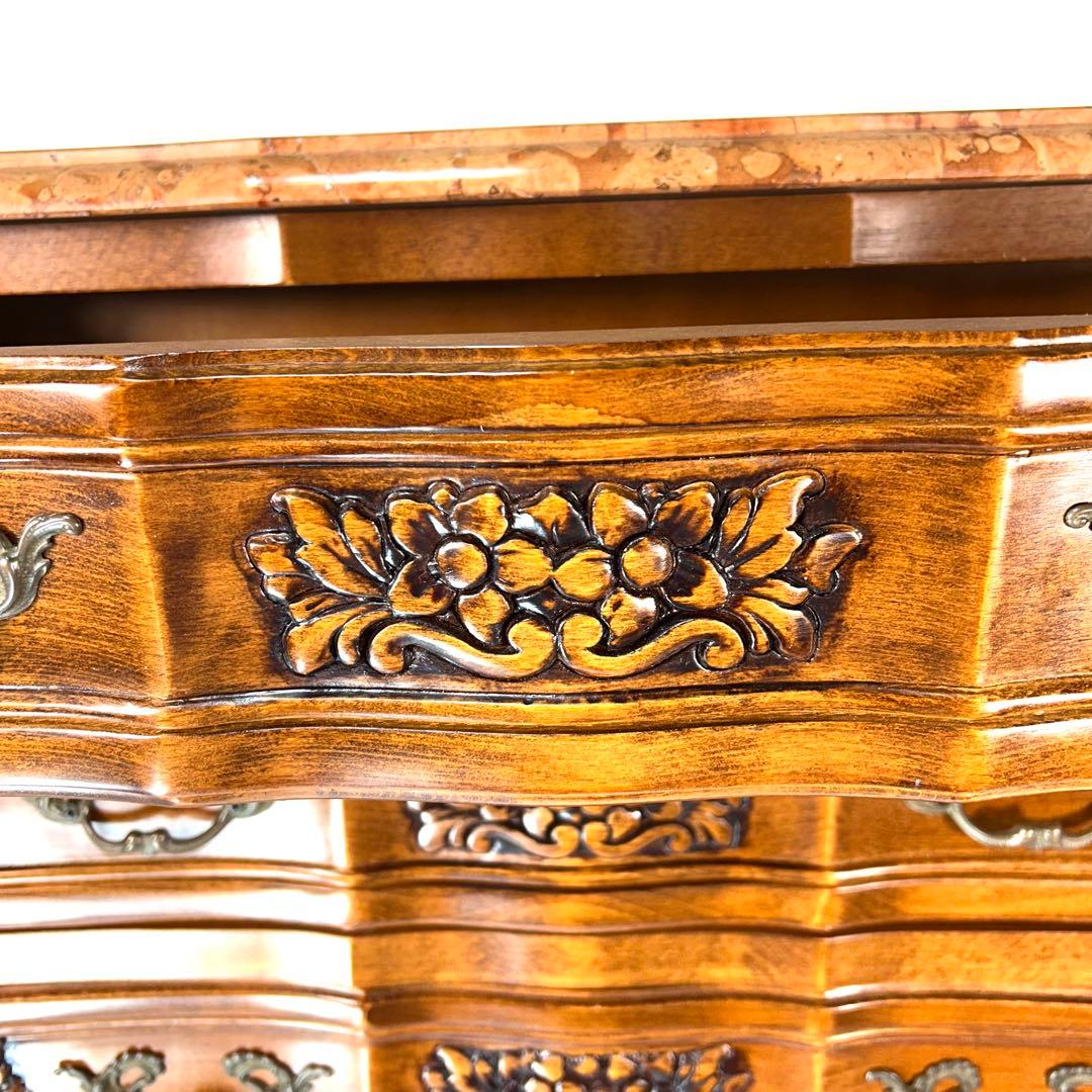 【希少】クラウディオ 猫脚 5段チェスト アンティーク イタリア製 大理石 天板