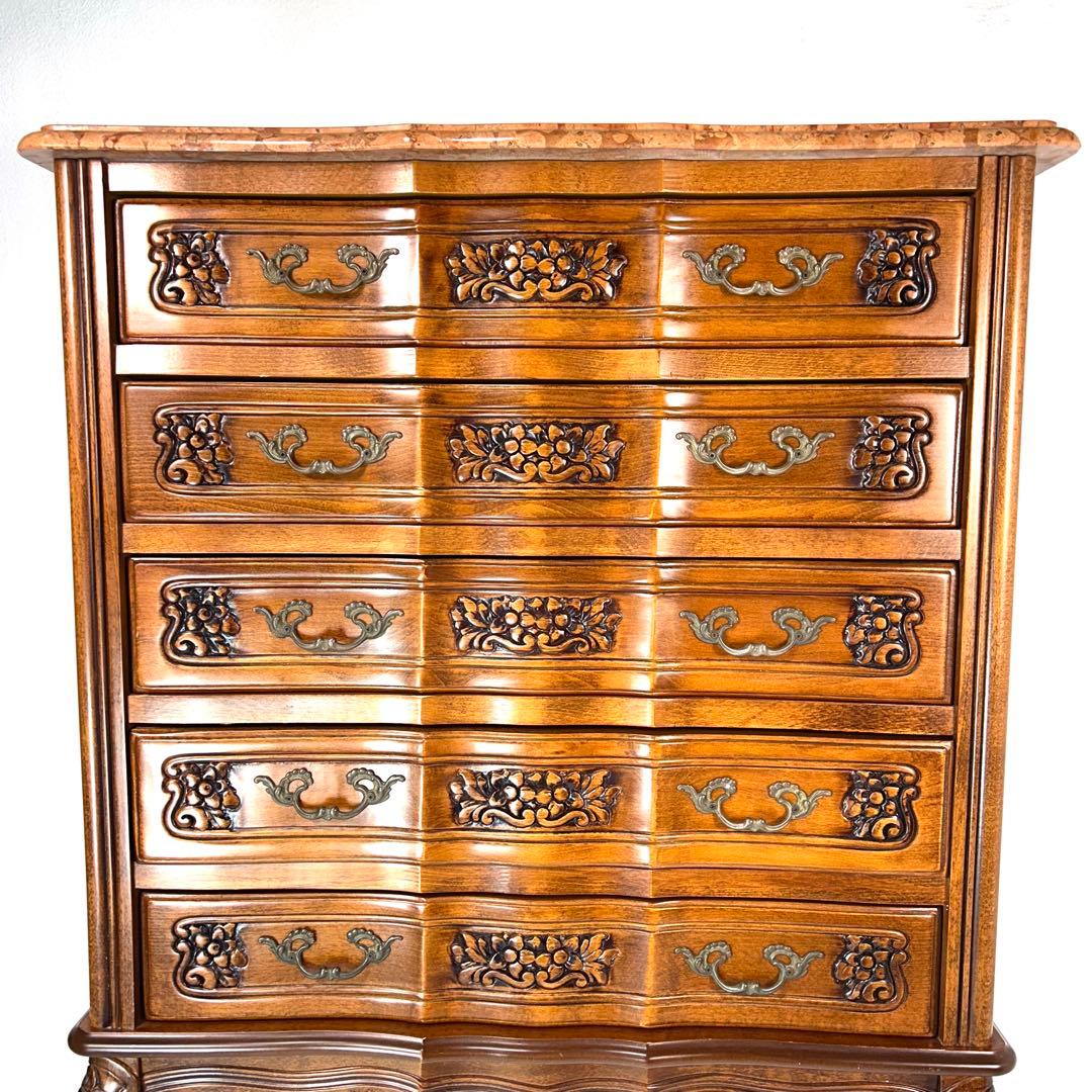 【希少】クラウディオ 猫脚 5段チェスト アンティーク イタリア製 大理石 天板