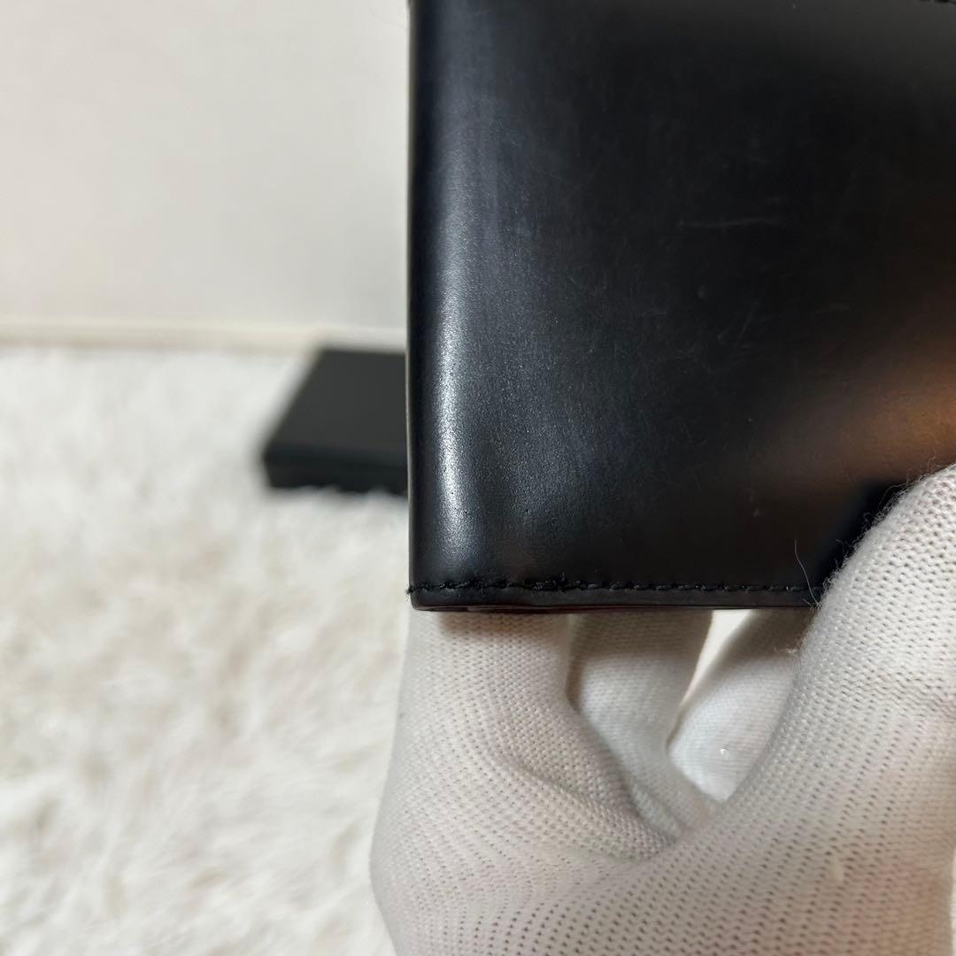 【美品✨コードバン/光沢】ガンゾ　二つ折り財布　ブラック　本革　札入れ　人気商品