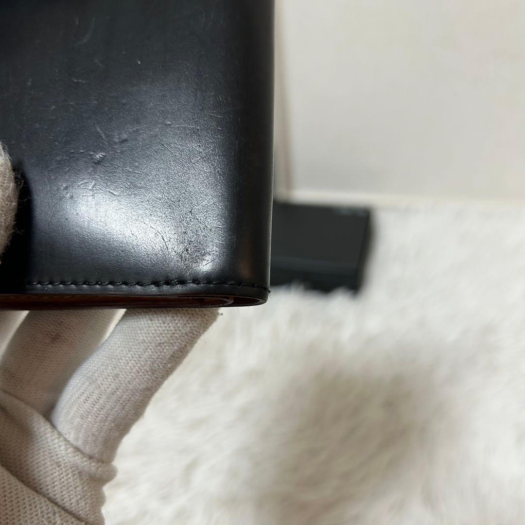 【美品✨コードバン/光沢】ガンゾ　二つ折り財布　ブラック　本革　札入れ　人気商品