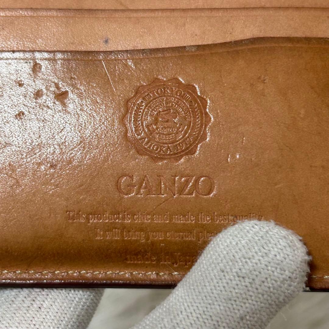 【美品✨コードバン/光沢】ガンゾ　二つ折り財布　ブラック　本革　札入れ　人気商品