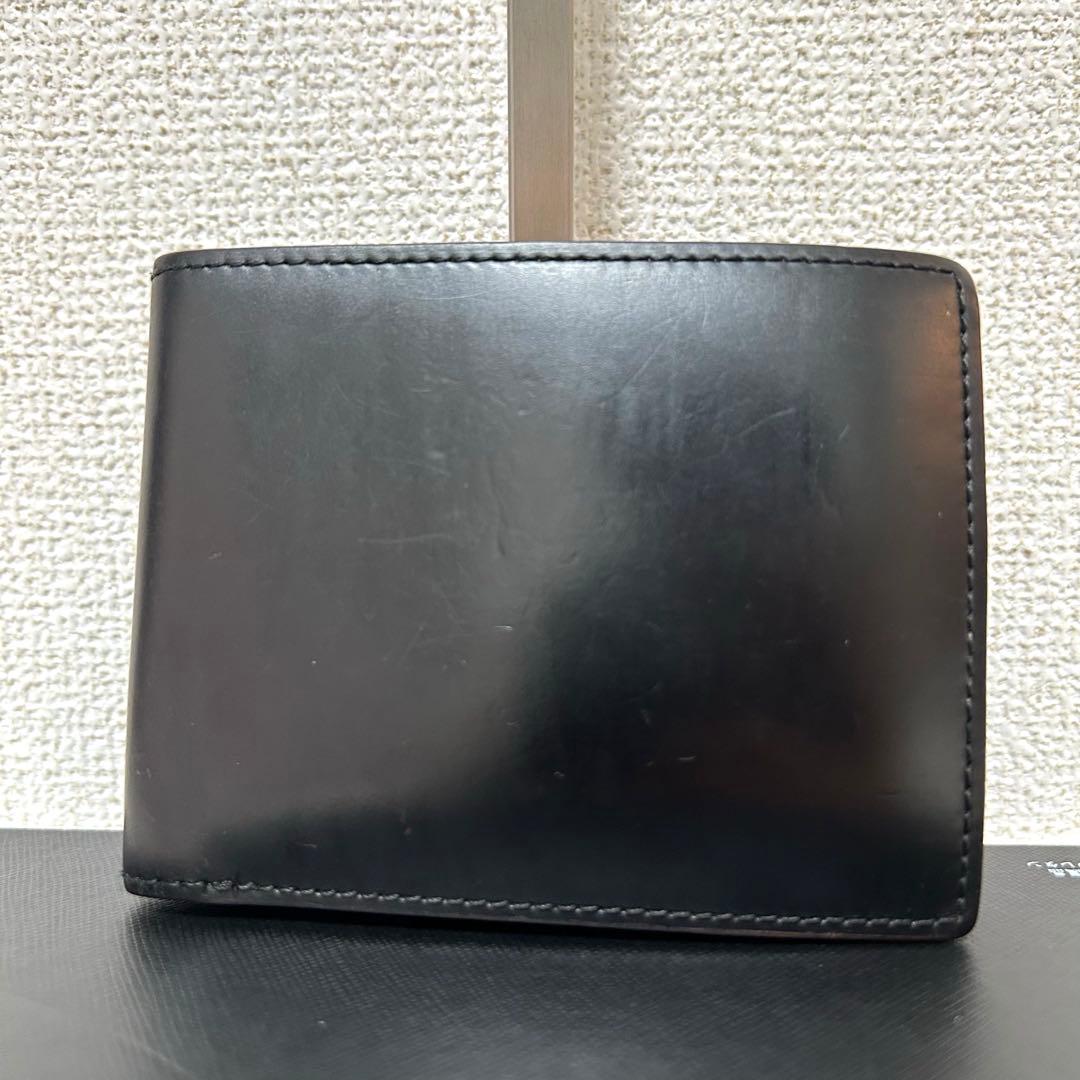 【美品✨コードバン/光沢】ガンゾ　二つ折り財布　ブラック　本革　札入れ　人気商品