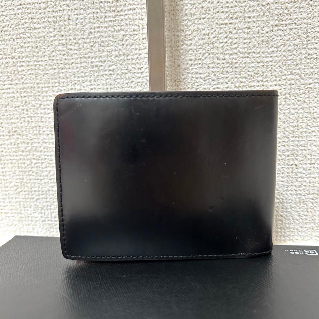【美品✨コードバン/光沢】ガンゾ　二つ折り財布　ブラック　本革　札入れ　人気商品