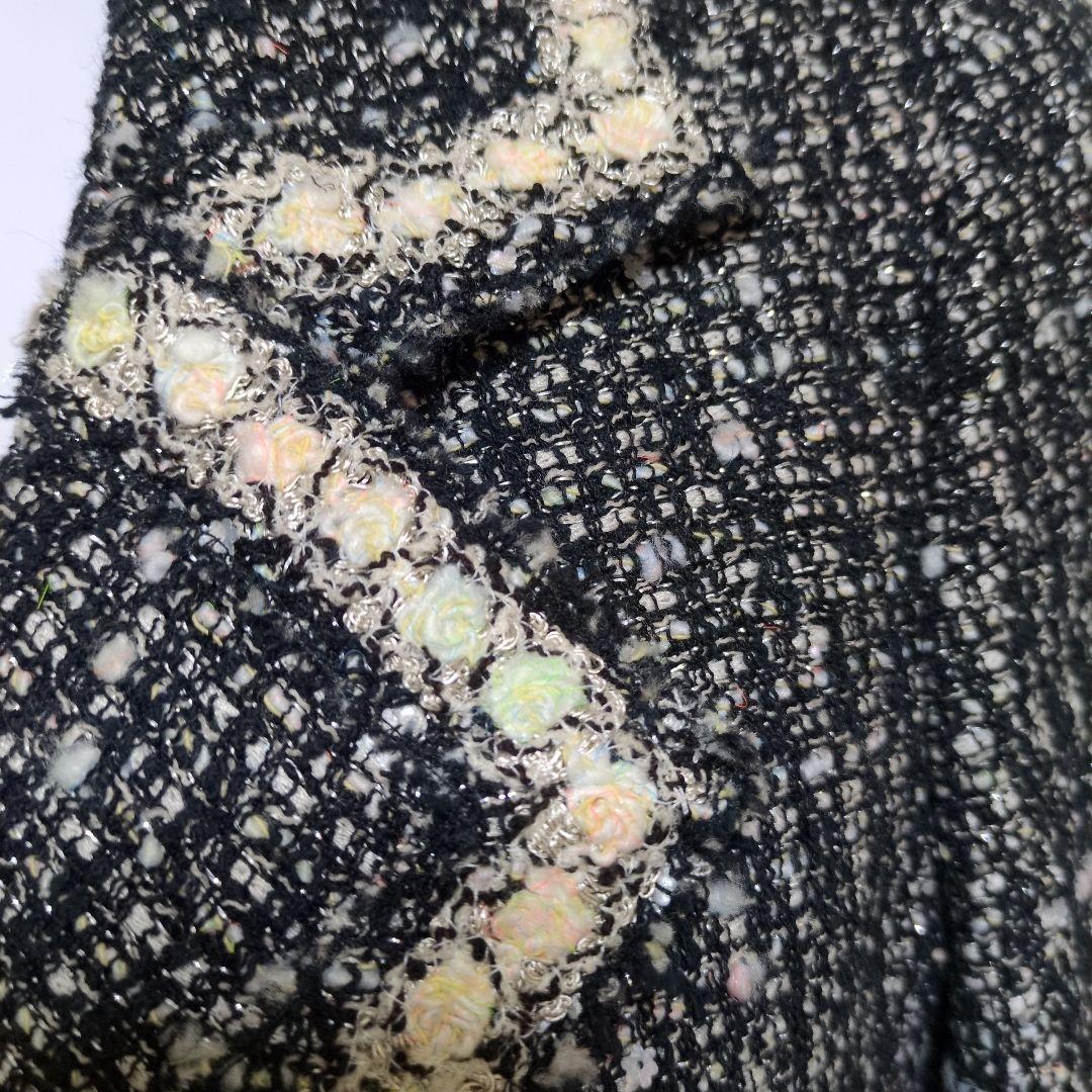 シャネル黒と白のツイード テーラードジャケット