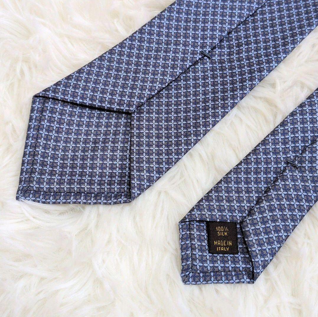 未使用美品✨ルイヴィトン ネクタイ ロゴ モノグラム チェック ブルー