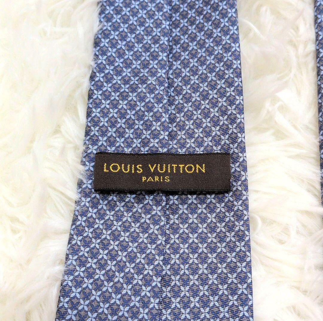 未使用美品✨ルイヴィトン ネクタイ ロゴ モノグラム チェック ブルー