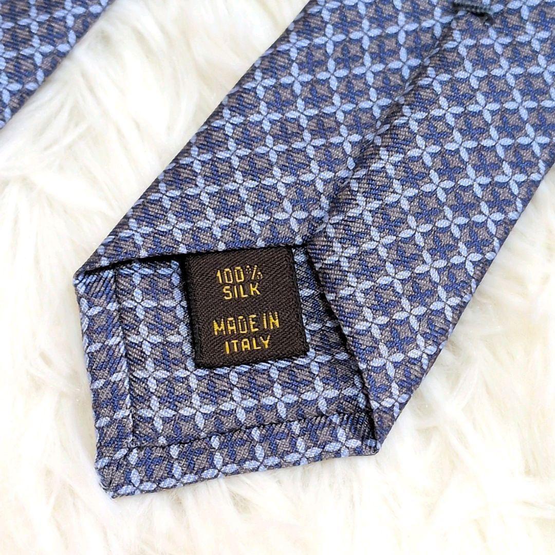 未使用美品✨ルイヴィトン ネクタイ ロゴ モノグラム チェック ブルー