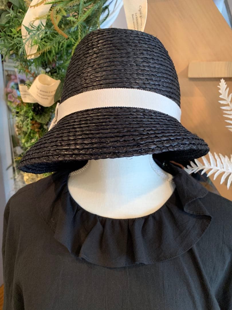 ヘレンカミンスキー　ラフィアハット 麦わら帽子　黒