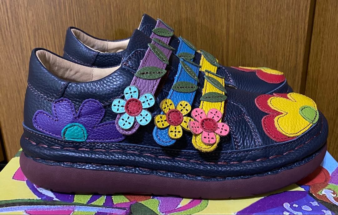 未使用　estacion エスタシオン　お花モチーフシューズ