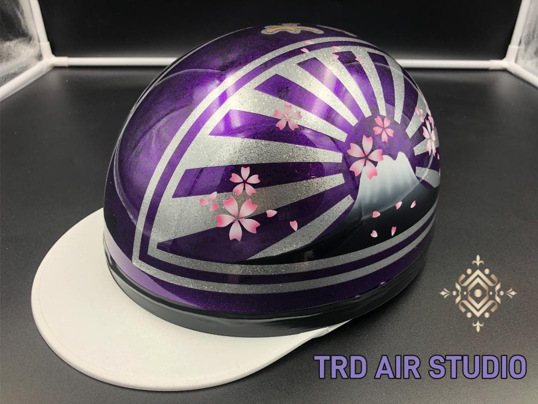 コルク半　カスタム　富士日章　3つボタン　パープルラップラメ　桜　高級クリヤ