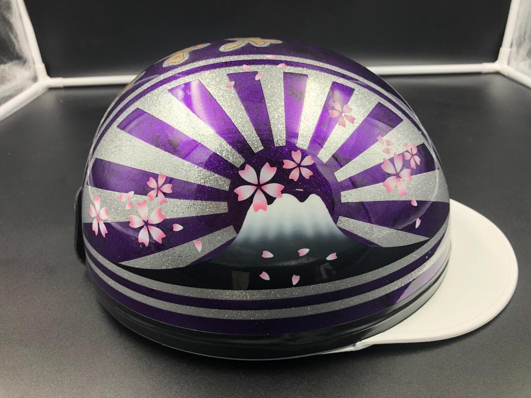 コルク半　カスタム　富士日章　3つボタン　パープルラップラメ　桜　高級クリヤ