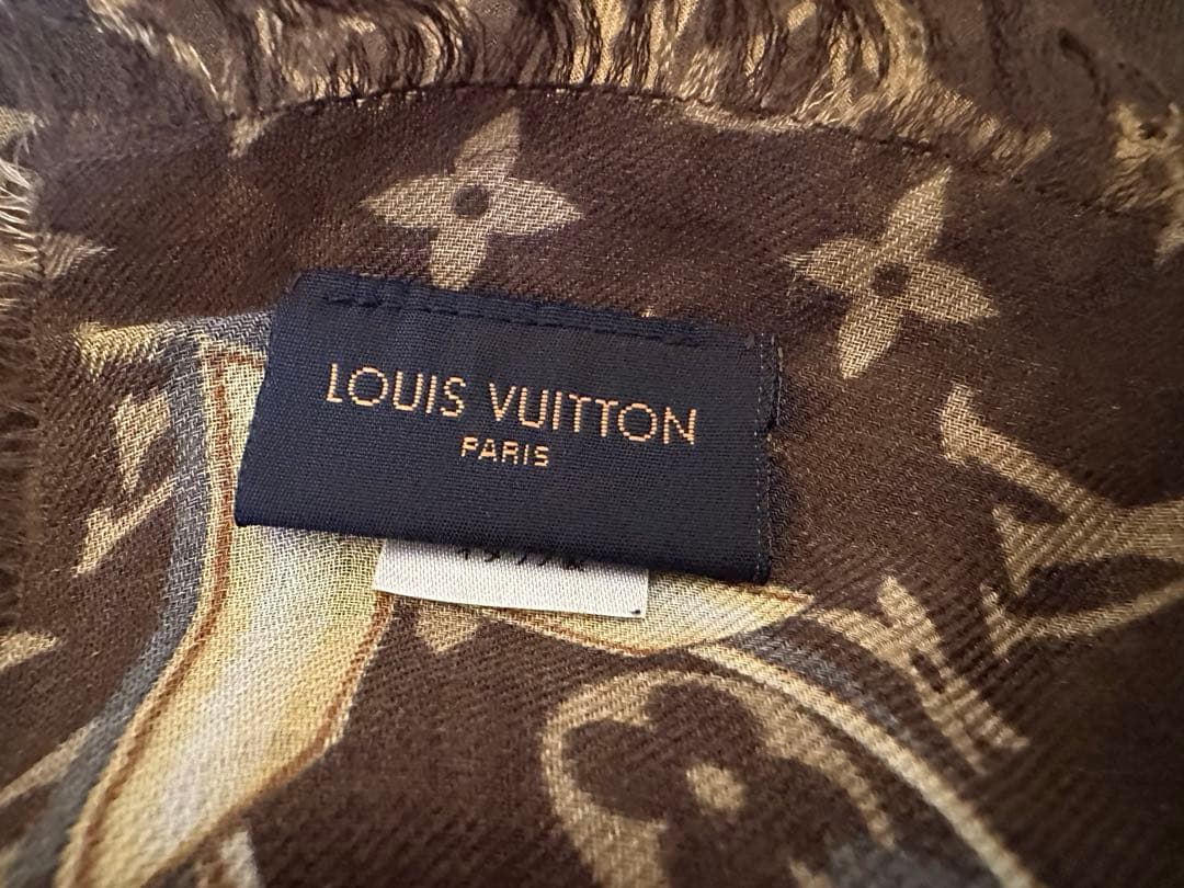 【ルイヴィトン】カシミヤ素材・レオパード柄モノグラムストール