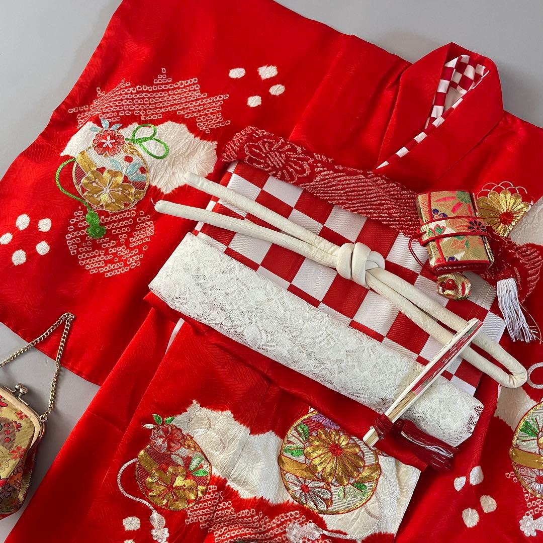 七五三　3歳　正絹お着物セット