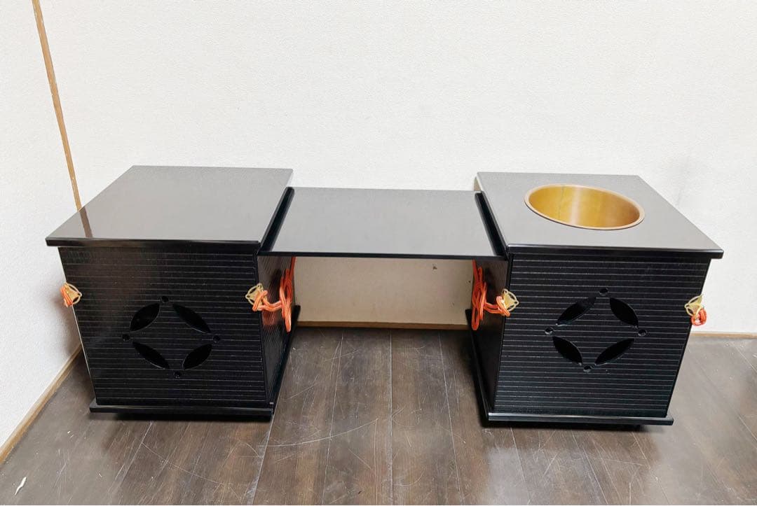 美品 茶道具 御園棚セット 立礼棚 丸炉 椅子2脚淡々斎好写 裏千家大型宅配便