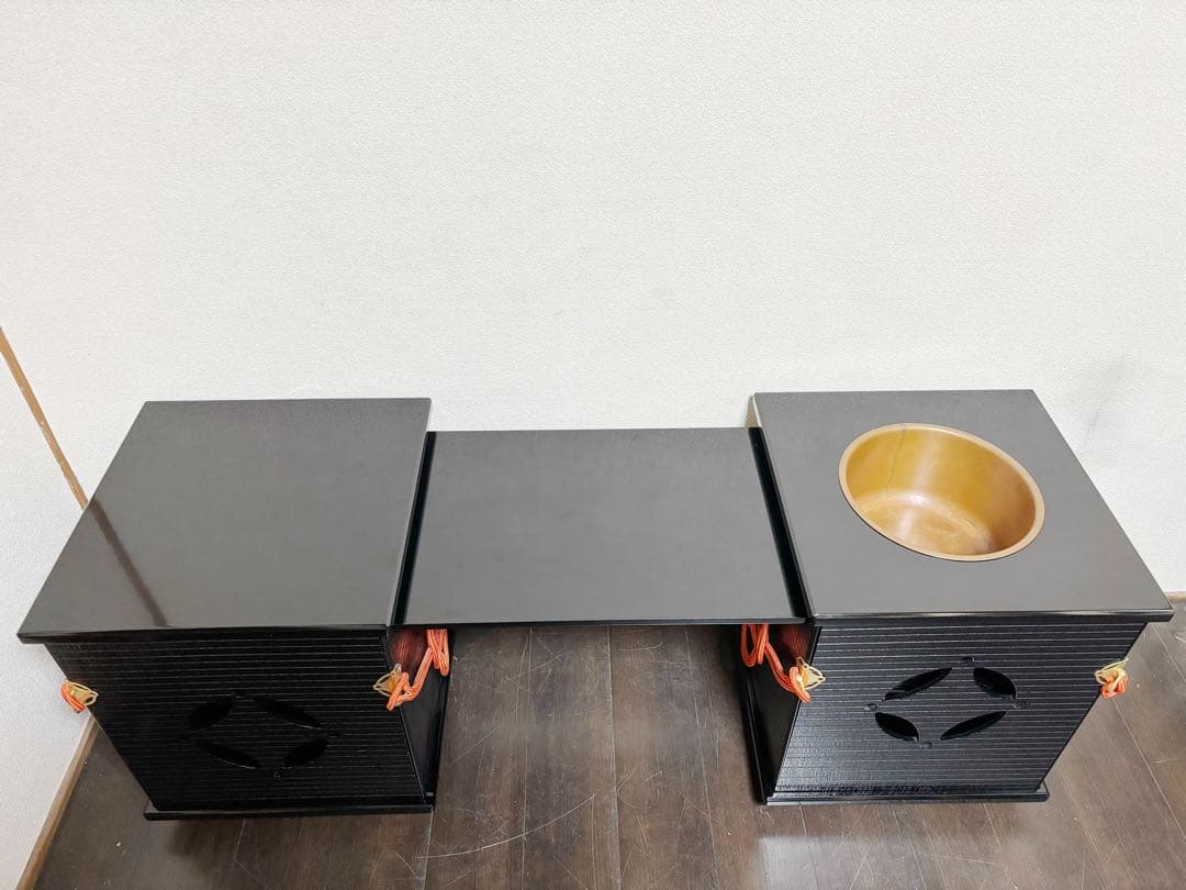 美品 茶道具 御園棚セット 立礼棚 丸炉 椅子2脚淡々斎好写 裏千家大型宅配便