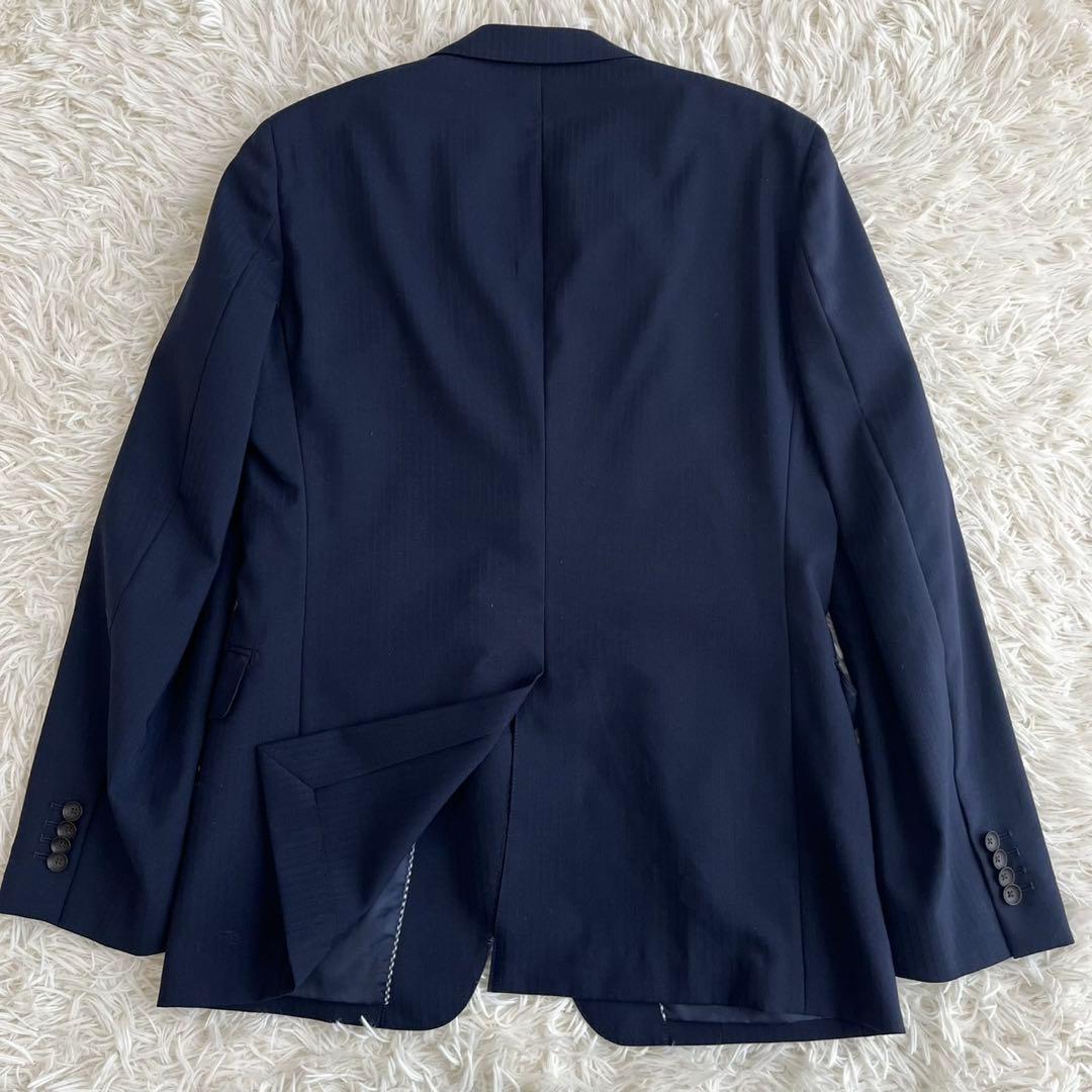 【美品】ビジネススーツ　セットアップ　スリーピース　ネイビー　ストライプ　YA6